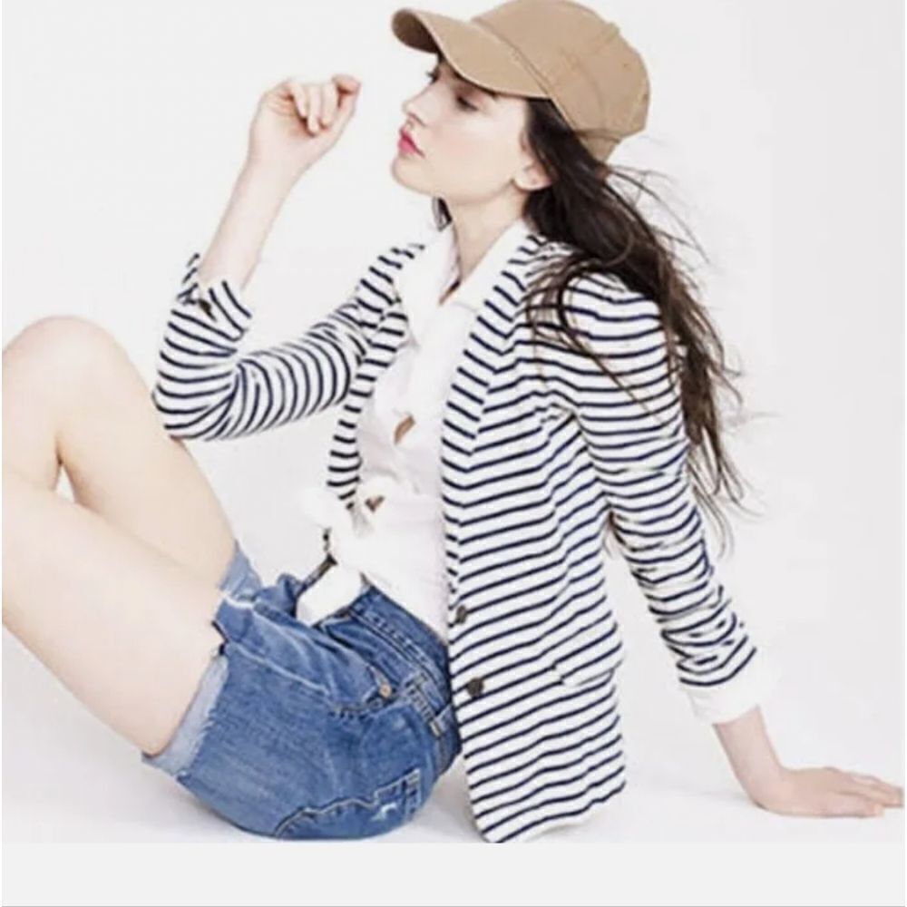 J CREW Blazer Blue Stripe Nautical Maritime #84593 Women’s Size xs